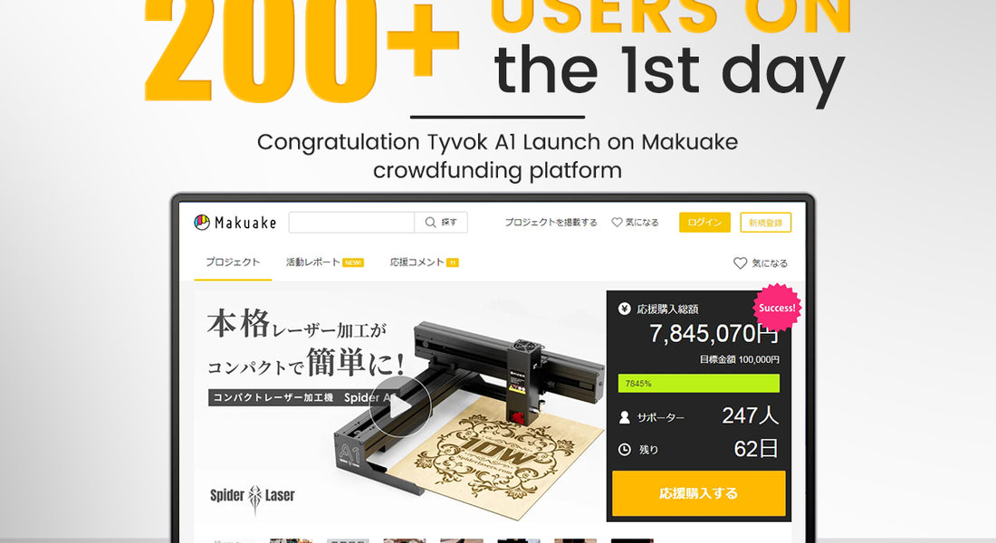 Spider A1 Laser Engraving Machine: A Hot Seller on Japan's Makuake Crowdfunding Platform