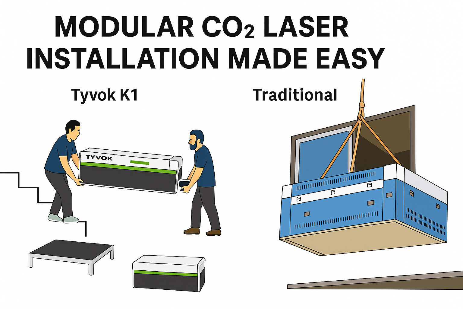 Traditional CO₂ Lasers Face Big Challenges Getting Indoors. Tyvok K1 Makes It Simple.