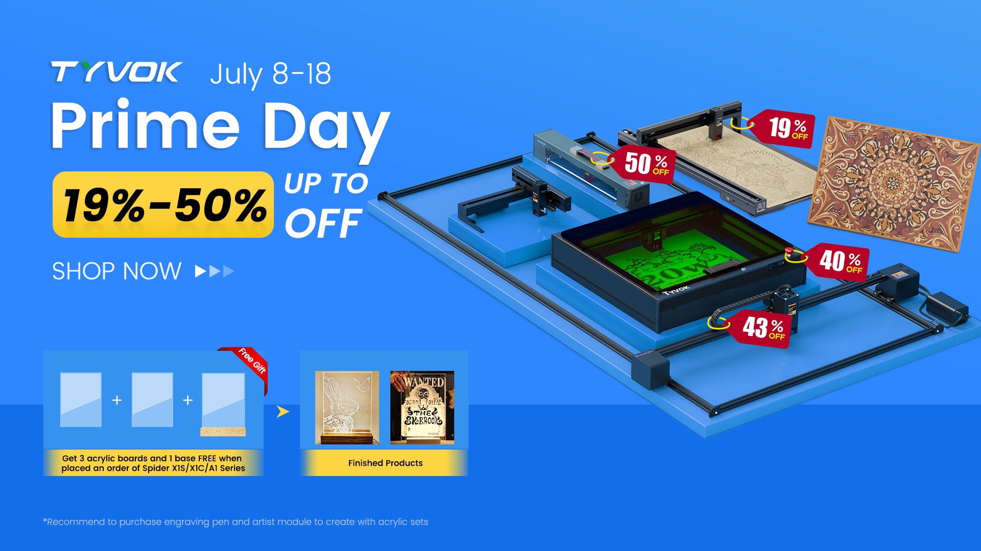 Prime Day On! Discover TYVOK Laser Engravers, Unleash Creativity!