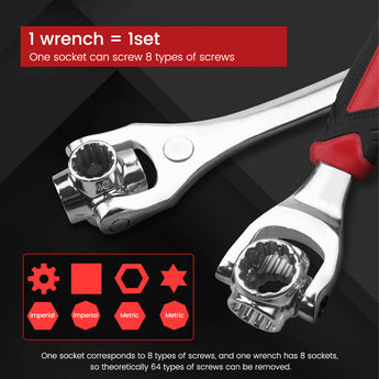 TYVOK Universal Socket Wrench 8-in-1 Multi-Function 52-in-1 Hex & Spline 360° Rotating Dog Bone product image 1
