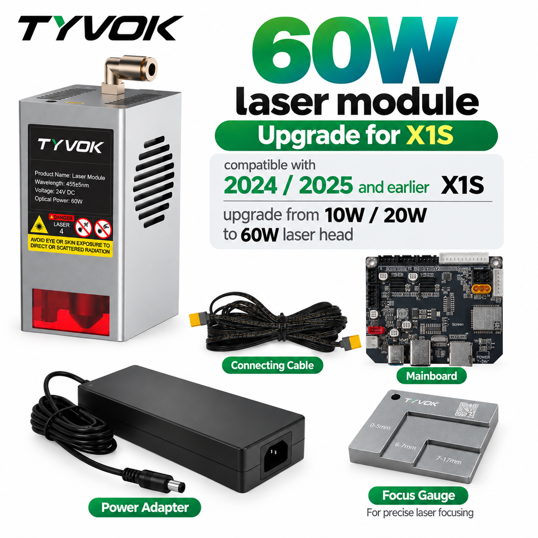 Tyvok X1/X1S Laserleistungs-Upgrade-Kit 40W/60W