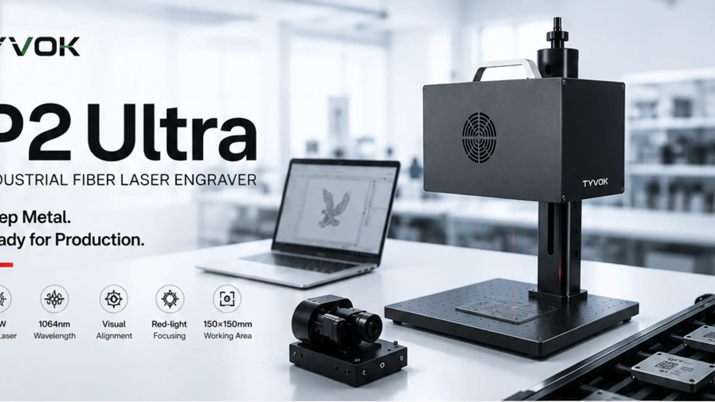 Tyvok P2 Ultra smart fiber laser engraver for small business metal production